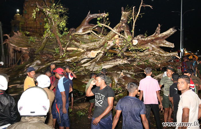 Troops Assist Passage along A-9 Road After Tree Fall