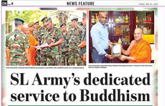 English Daily Highlights Army Contribution to Buddhist Places of Worship