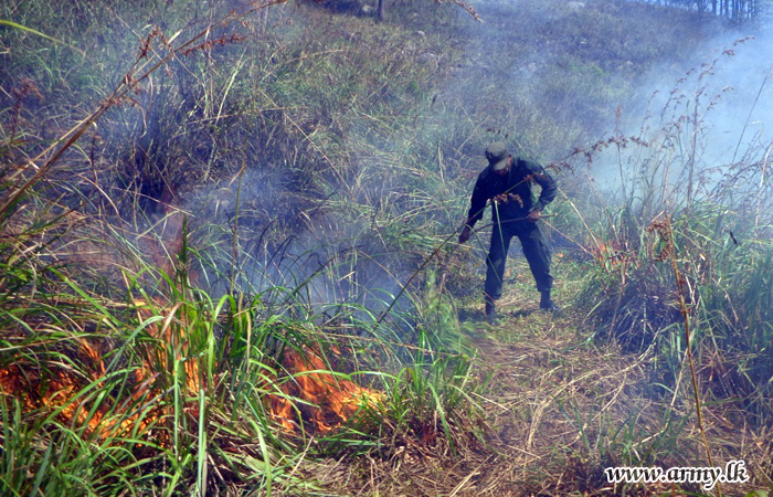 Troops Assist to Douse Fires at Mahadiulwewa & Hanthana