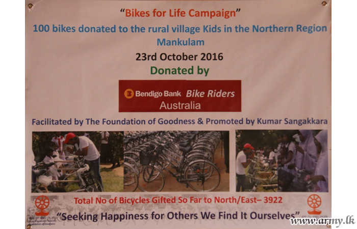 100 More Push Bicycles Gifted to Kilinochchi School Goers 