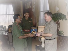 Visiting delegate Col. Sergiy P. Pasichnyk (at right) in conversation with the Army Commander Lt. Gen. L. P Balagalle